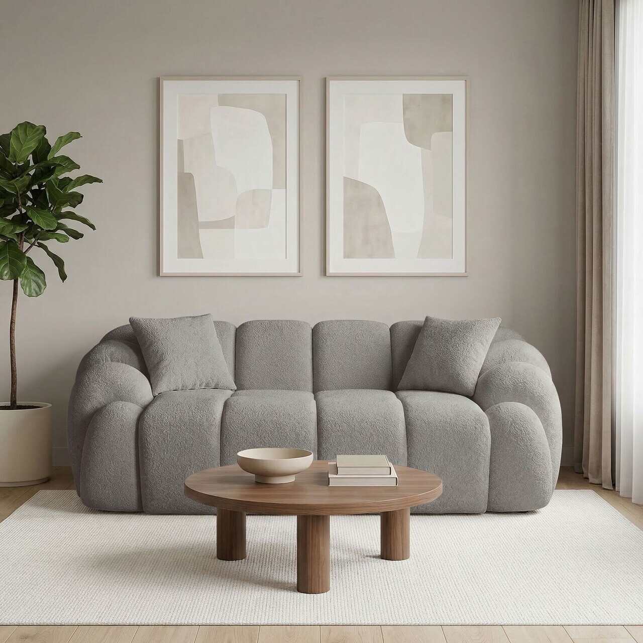 Canapea 2 locuri, Atelier del Sofa, 752EST2506, Lemn de carpen/PAL melaminat, Gri - view 2