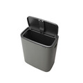 Cos de gunoi cu soft touch, Brabantia, Bo Touch Mineral, 60 L, 31.2x54.5x65.6 cm, otel, gri
