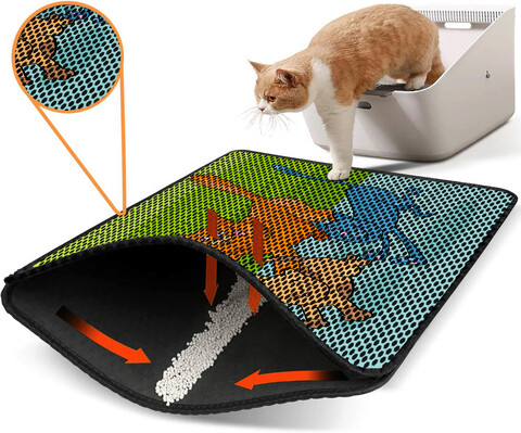Covoras litiera pentru colectarea granulelor de nisip, Nrszn0232, 45×60 cm, 50% PVC/50% POLIESTER, Multicolor Gravel