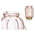 Felinar cu 20 LED-uri, Gift Decor, cu baterii, 13.5 x 13.5 x 22 cm, sticla, roz