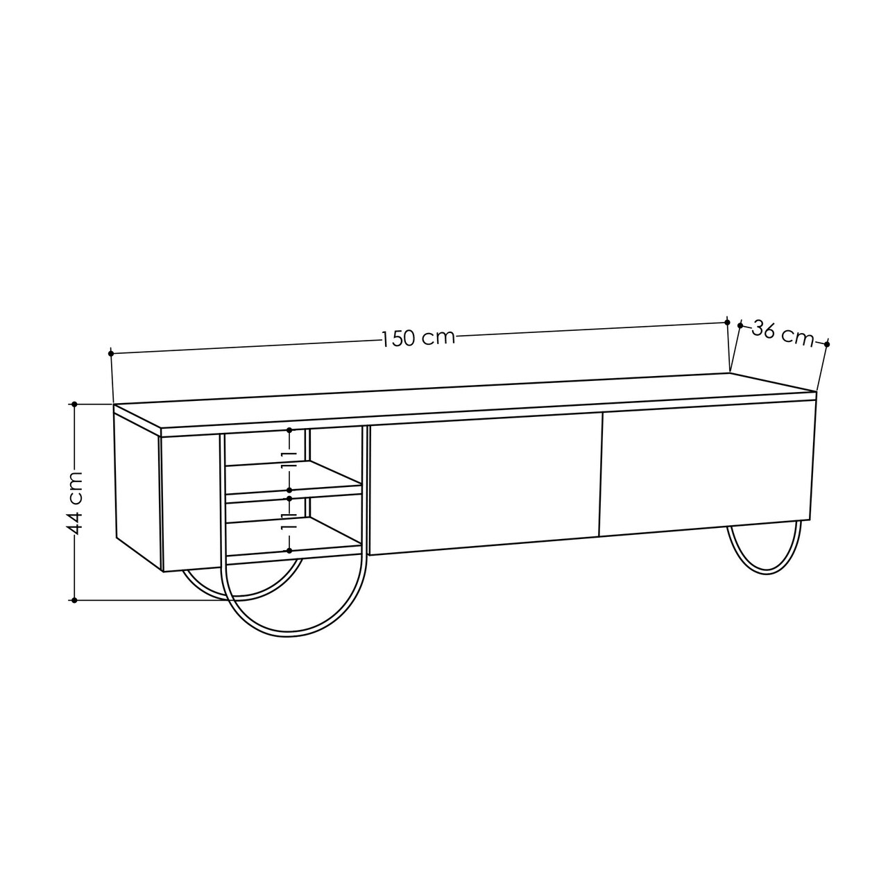 Comoda TV, Homitis, Norfolk Tv Stand, 150x44x36 cm, Mocha