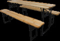 Set camping/picnic Heinner, 167x46x75 cm/167x23x45 cm, pliabil, otel/lemn, natur/negru