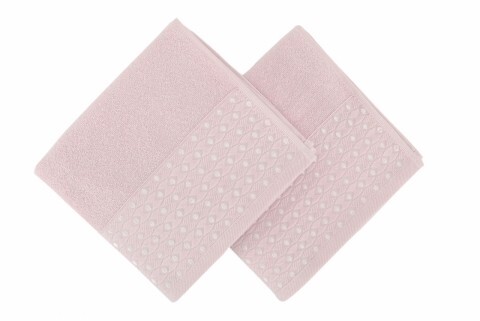 Set 2 prosoape de maini 50x90 cm, 100% bumbac, Soft Kiss, Noktalı  Pink