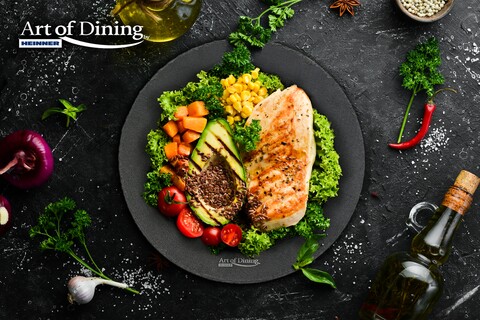 Platou pentru servire heinner, Ø25 cm, ardezie, negru
