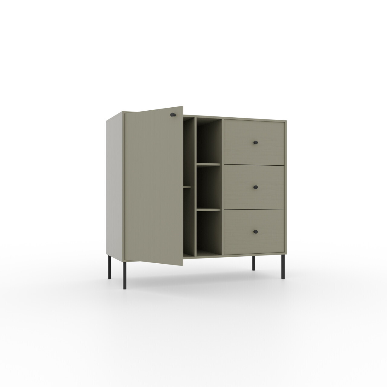 Comoda ADRK, Tili 1D 3S 3P, 100.2x40.8x95 cm, PAL laminat, verde eucalipt — imaginea 3