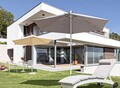 Umbrela pentru gradina/terasa Delfi, Bizzotto, Ø270 cm, stalp Ø38 mm, otel/poliester, bej