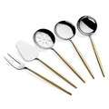 Set de servire (5 piese), L'essentiel Maison, 645DRM1103, Acoperit cu aur de 24K, Aur argint