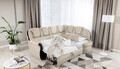 Coltar extensibil dreapta 3 locuri ELTAP, L-056, Lord, 243x180x112 cm, lemn/poliester, crem/negru