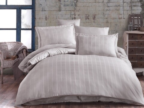 Lenjerie de pat dubla king, 3 piese, 220x240 cm, 100% bumbac satinat, hobby, ekose, gri piatra