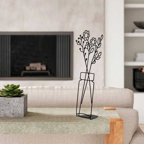 Decoratiune, flowerpot, 24x52 cm, metal, negru