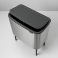 Cos de gunoi cu soft touch, Brabantia, Bo Touch Matt Fingerprint Proof, 3x11 L, 31.2x54x68 cm, otel, argintiu