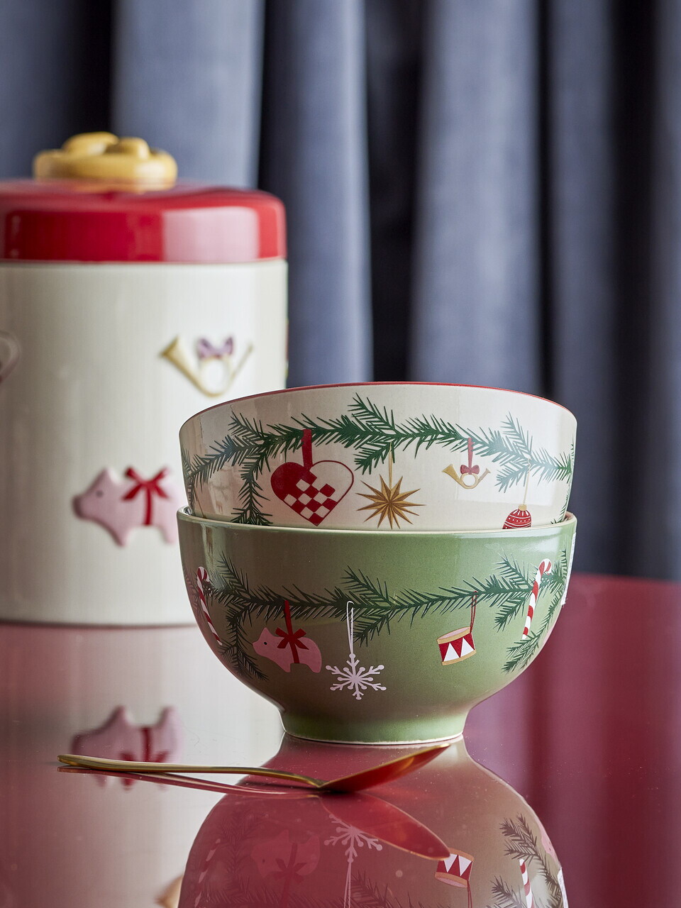 Set 2 boluri, Bloomingville, Yule, 14x7.5 cm, 500 ml, ceramica, multicolor — imaginea 4
