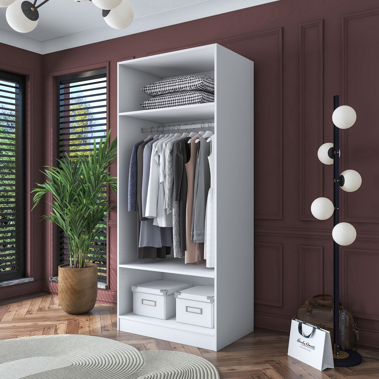 Dulap pentru haine, Hanah Home, BA161, 90x210x57.5 cm, PAL melaminat, Alb - view 6