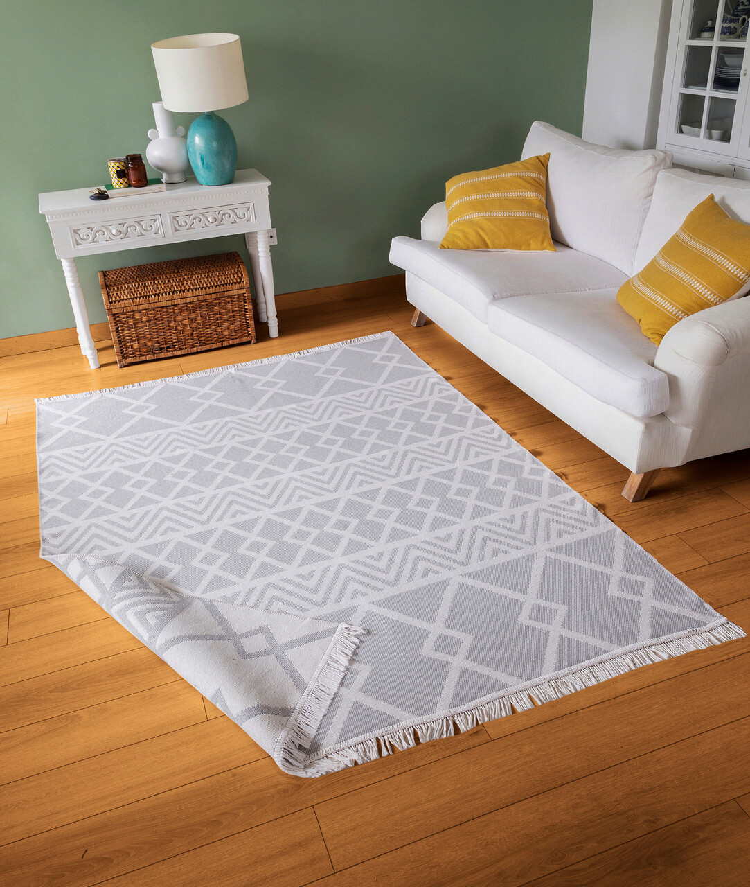 Covor, 22995A , 160x230 cm, Bumbac, Alb/Gri - 2 | YEO