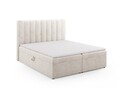 Pat continental cu saltea, topper si lada depozitare, 180x200 cm, Micadoni Home, Kelp-138, tesatura structurata chenille, bej