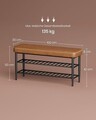 Bancheta cu pantofar Ekho, Vasagle, 100x30x50 cm, max 135 kg, otel/piele ecologica, maro