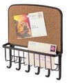 Cuier de perete pentru chei si scrisori cu panou memo York Lyra, iDesign, 27x6.5x30.5 cm, bronz