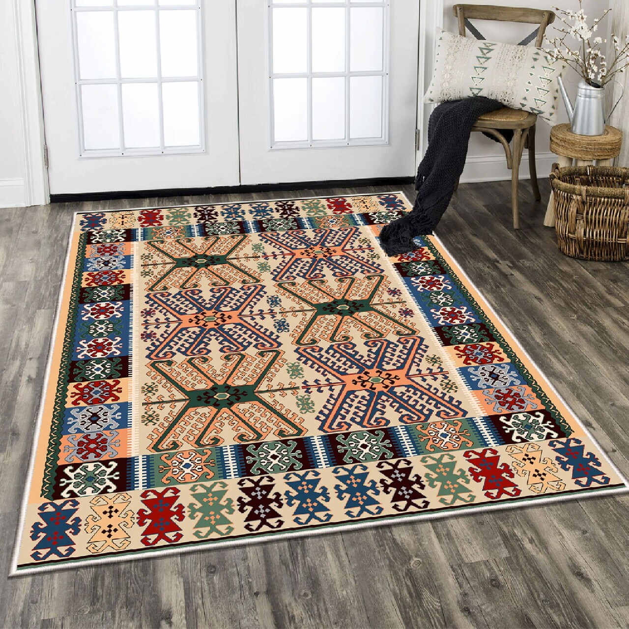 Covor Els2052 80x200 cm Catifea Multicolor