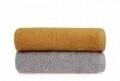 Set 2 prosoape de maini, Beverly Hills Polo Club, 50x90 cm, 100% bumbac, mustar/gri