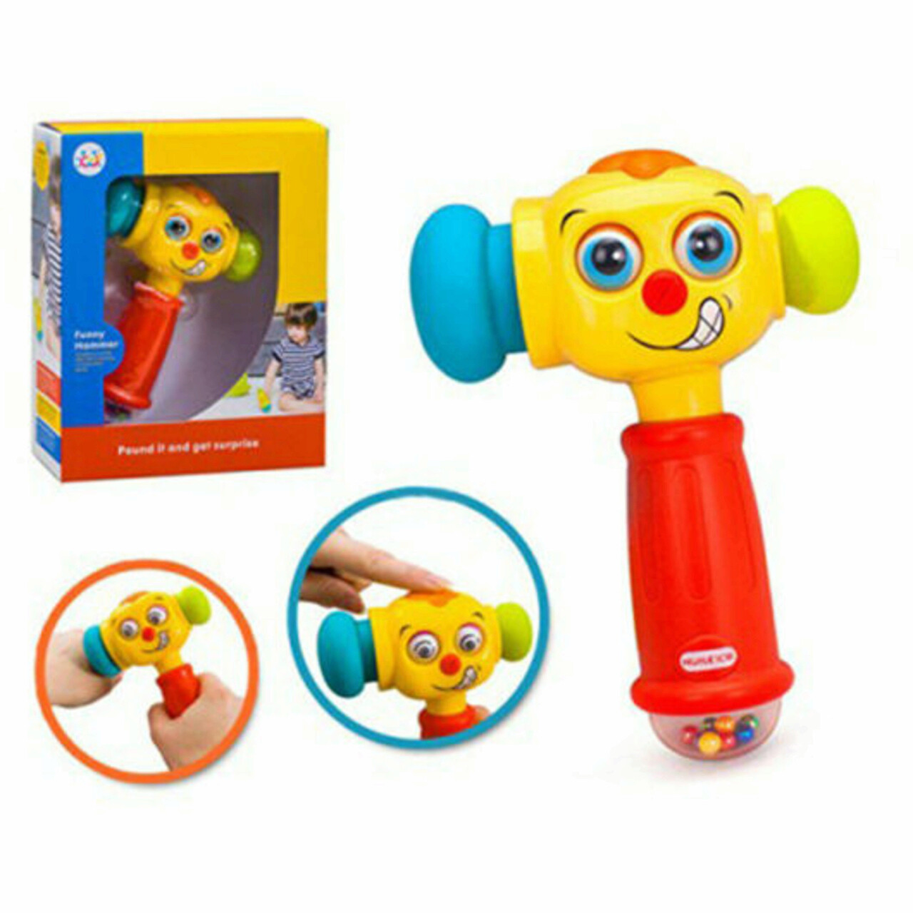 Ciocan interactiv cu lumini si sunete, Hola Toys, plastic, multicolor