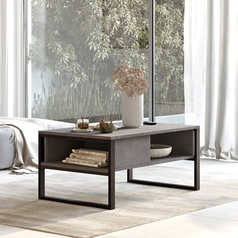 Masuta de cafea, locelso, ml34-rg, 100 x 44.4 x 59.7 cm, pal melaminat, argintiu