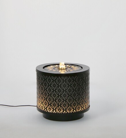 Fantana decorativa cu LED Miki, Bizzotto, D25x23 cm, metal, negru