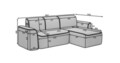 Coltar stanga 4 locuri ELTAP, Ume, 287x190x88 cm, lemn/poliester, mustar
