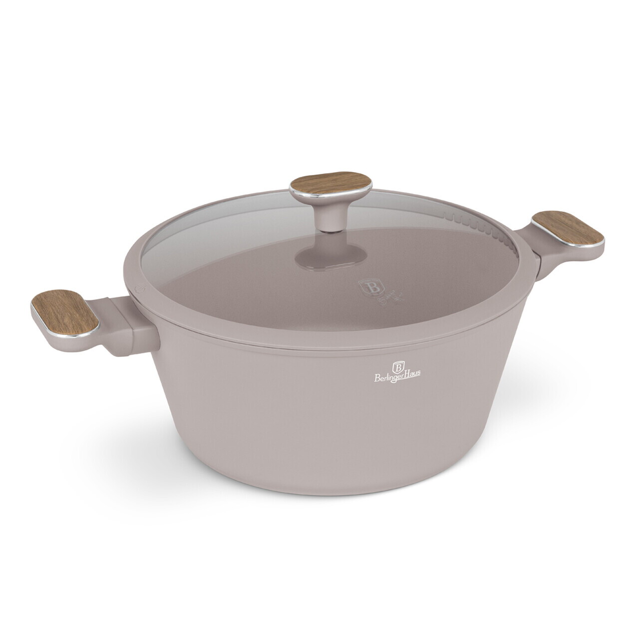 Oala cu capac Berlinger Haus, Taupe Nordic, 28 cm, 6.3 L, aluminiu forjat, taupe mat/natur - imagine 2