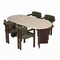 Set masa si scaune (5 piese), Nordure, Meridia 4, Travertin / Nuc Milano / Nuc Închis / Verde