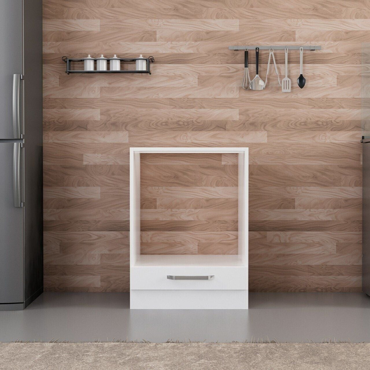 Dulap pentru bucatarie, Hanah Home, Minar, 60x87x58 cm, Alb