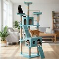 Casă pentru pisici, Paws & Whiskers, Savana, MATERIAL TEXTIL WELSOFT, Turcoaz