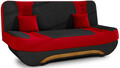 Canapea extensibila 3 locuri ELTAP, Ewa II, 189x90x88 cm, lemn/poliester, negru/rosu