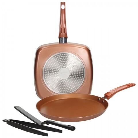 Poza Set tigai, 4 piese, Grancucina Tognana Porcellane, aluminiu 25 cm/28 cm, Copper Brown