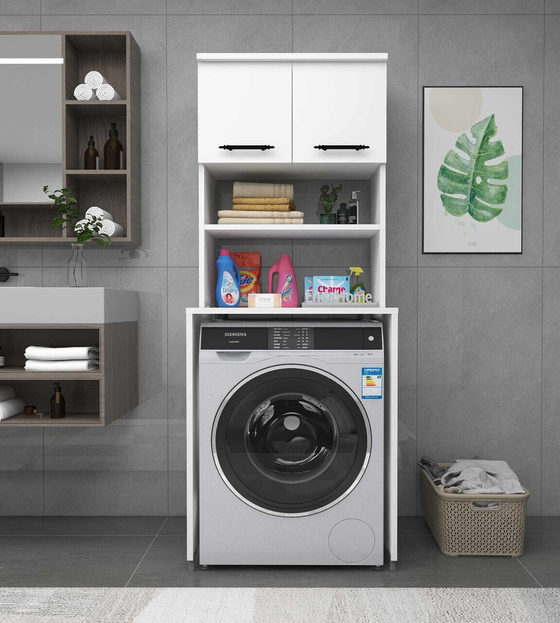 Dulap masina de spalat, Hanah Home, Washing Machine 3 Shelf, 65x34x30 cm, Alb — imaginea 2