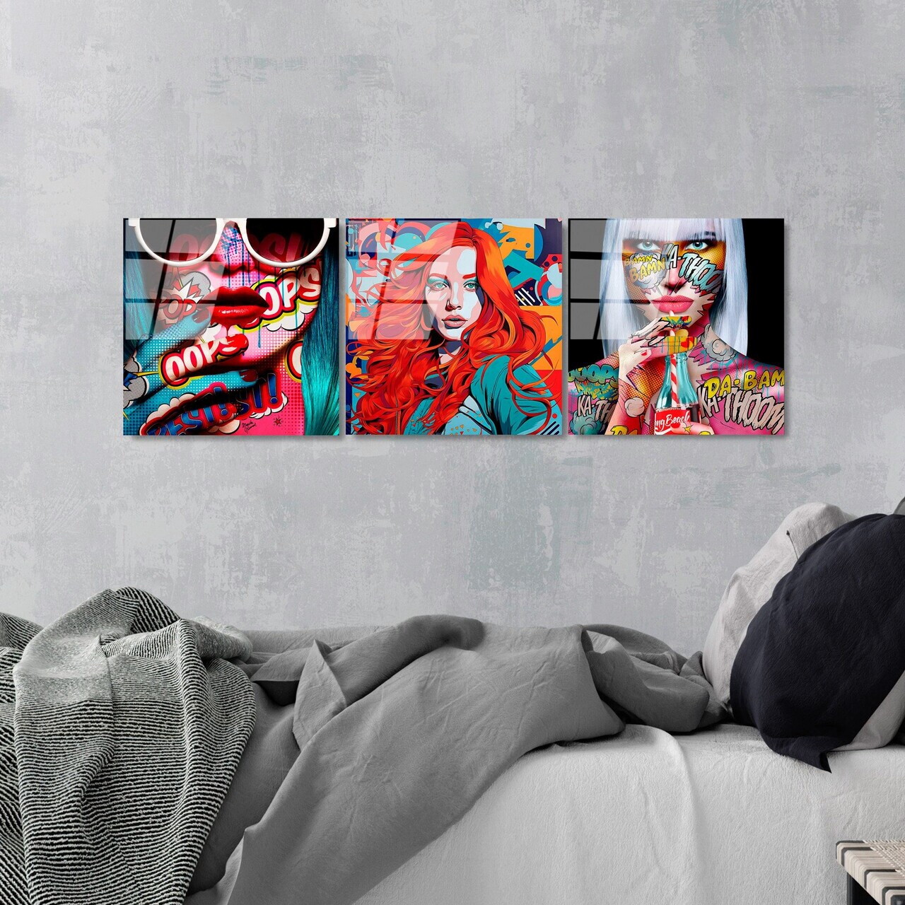 Tablou decorativ, UV-858, Dimensiune: 50 x 50 cm (3 bucăți), Multicolor — imaginea 3