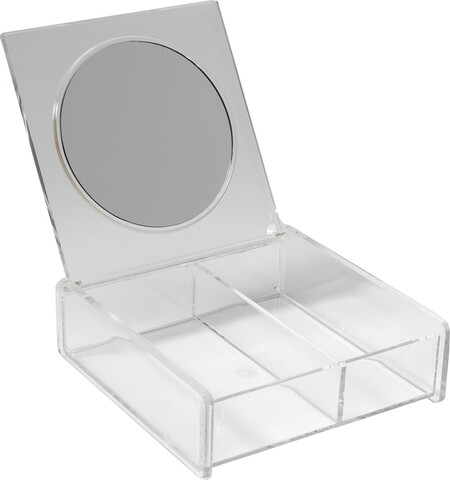 Organizator pentru cosmetice cu oglinda Compactor, 2 compartimente, transparent Compactor