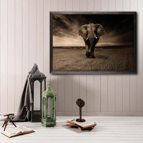 Tablou decorativ, Strong Elephant XL, Lemn, Lemn, Multicolor Bystag