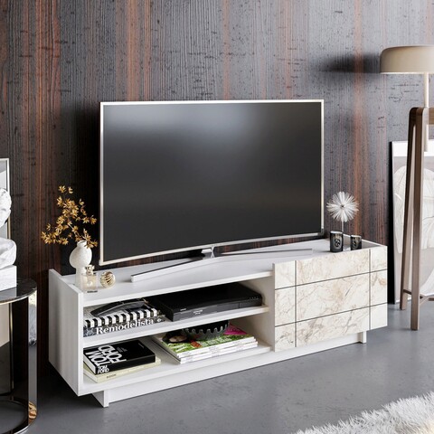 Comoda tv, decorotika, valantina, 140x41.4x37.1 cm, alb