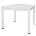 Masa extensibila Thais, 90-180 x 90 x 74 cm, aluminiu/sticla temperata, alb