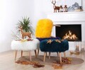 Taburet, Fluffe, 209FLF1135, Poliester, Alb