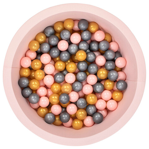 Piscina cu bile, Bubble Pops v10, 150 bile, Ø85 x 30 cm, bumbac/plastic, roz