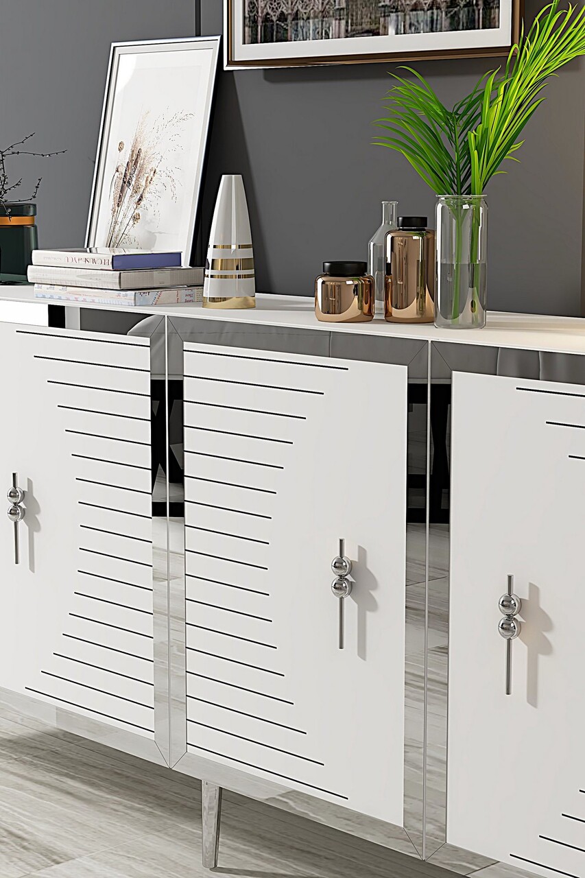 Consola, Hanah Home, Tuna 180, 180x75x32 cm, PAL , Alb / Argintiu - view 3