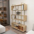 Corp biblioteca, Zena Home, Bruti, 120x180x29.6 cm, PAL, Stejar / Aur