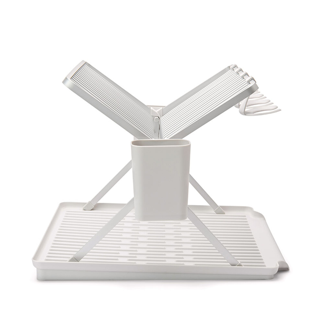 Scurgator de vase cu suport tacamuri, pliabil, Brabantia, SinkSide, 51x42x33 cm, aluminiu, gri deschis