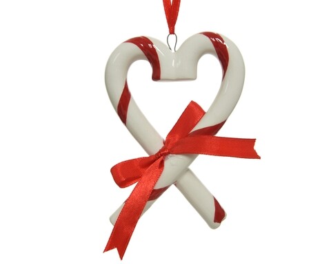 Decoratiune Heart, Decoris, 7x10 cm, dolomit, rosu/alb