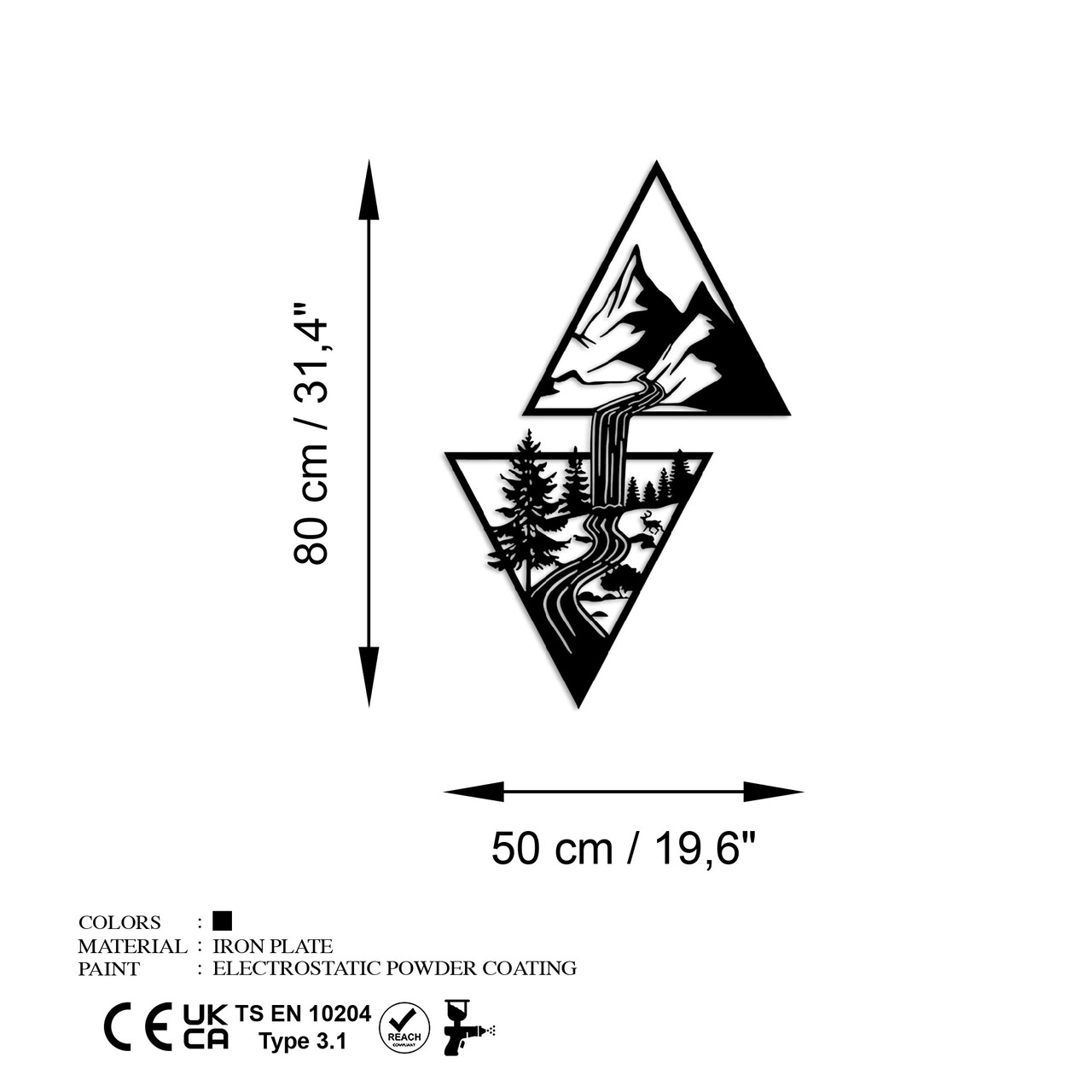 Decoratiune de perete, Cassade, Dimensiune: 80 x 50 cm, Negru - view 7
