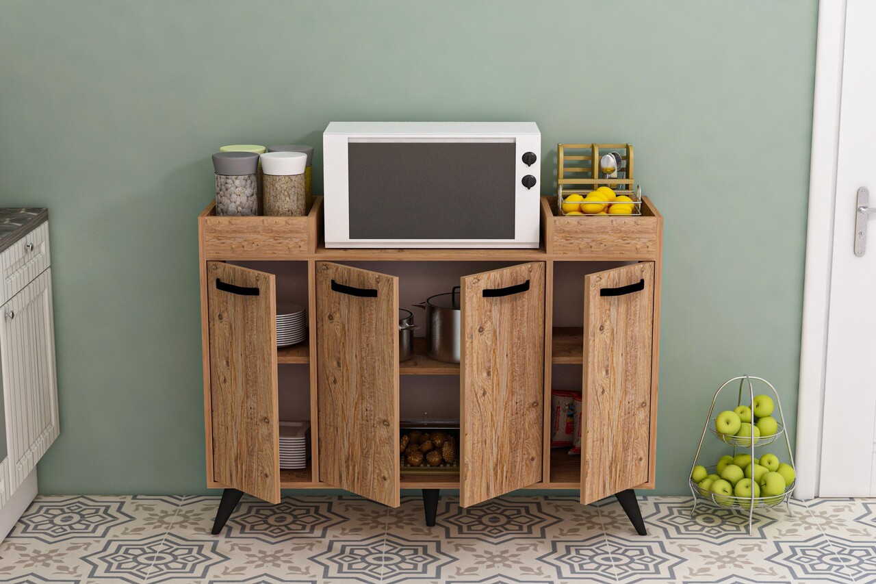 Dulap multifunctional, Coraline, Visar, 120x88.5x35 cm, PAL, Maro - 2 | YEO