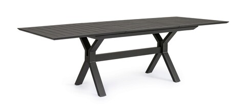 Masa extensibila pentru gradina/terasa Kenyon, Bizzotto, 180/240 x 100 x 76 cm, aluminiu, gri carbune