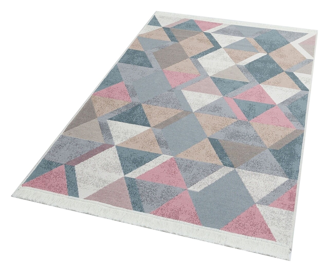 Covor Kilim Cu 2 Fete, Arya 10 Blue/Pink, Baketo, 100% Bumbac Reciclat, 80x150 Cm