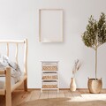 Comoda cu 3 cosuri Creaciones Meng, 35x25x57 cm, lemn de paulownia, alb antic